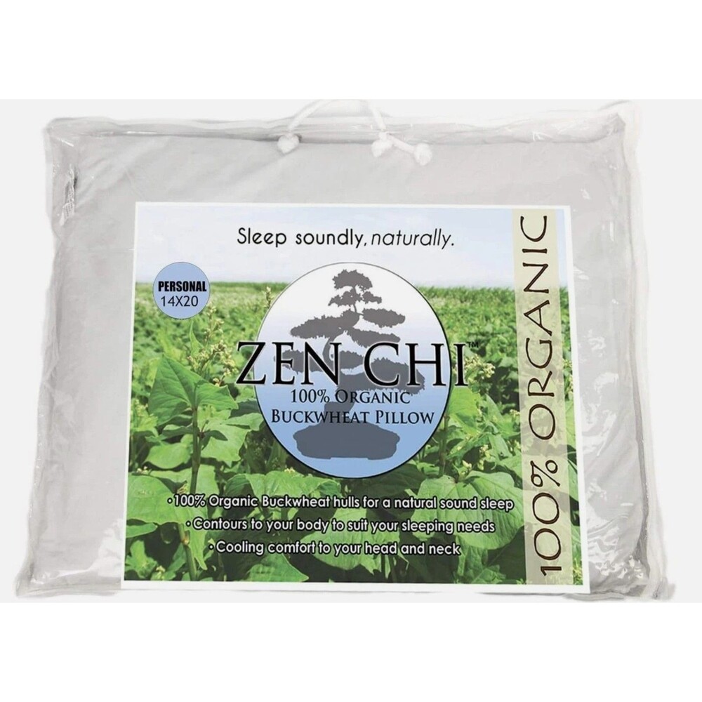 ZEN CHI Organic Buckwheat Pillow Standard Size 14x20 Natural Cooling NEW
